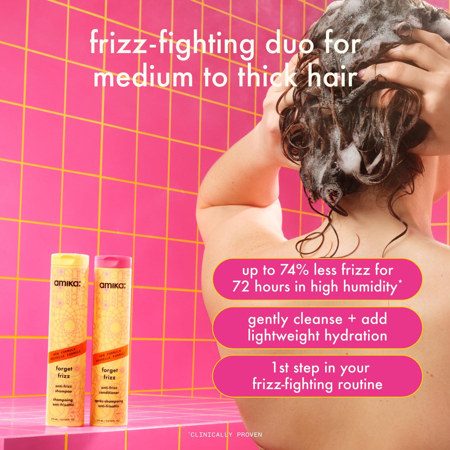 amika forget frizz anti-frizz conditioner, 1000ml | smoothing, humidity protection, up to 72 hour frizz control + lightweight hydration, for medium to thick coarse hair types 2a-4c