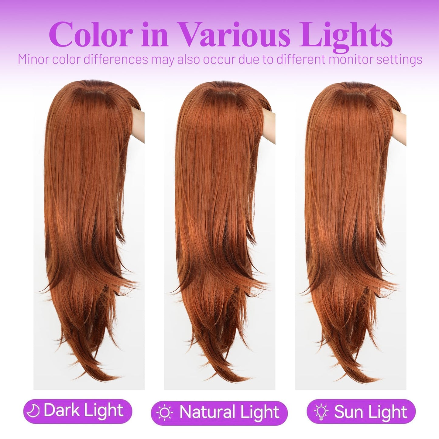 Eawwii Long Ginger Wig with Bangs for Women,4x4 Realistic Scalp, Free Parting,Layered Hairstyle Synthetic Heat Resistant for Daily Party Use 26 inch