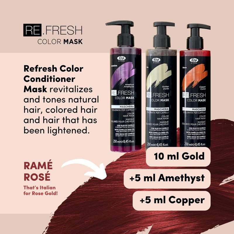 Lisap Color Depositing Hair Mask, Red, 8.45 oz, Hair Gloss Toner Deep Conditioning Hair Mask, Dry Damaged or Color Treated Hair Repair, With Hydrating Camellia Oil, For Shine & Moisturization