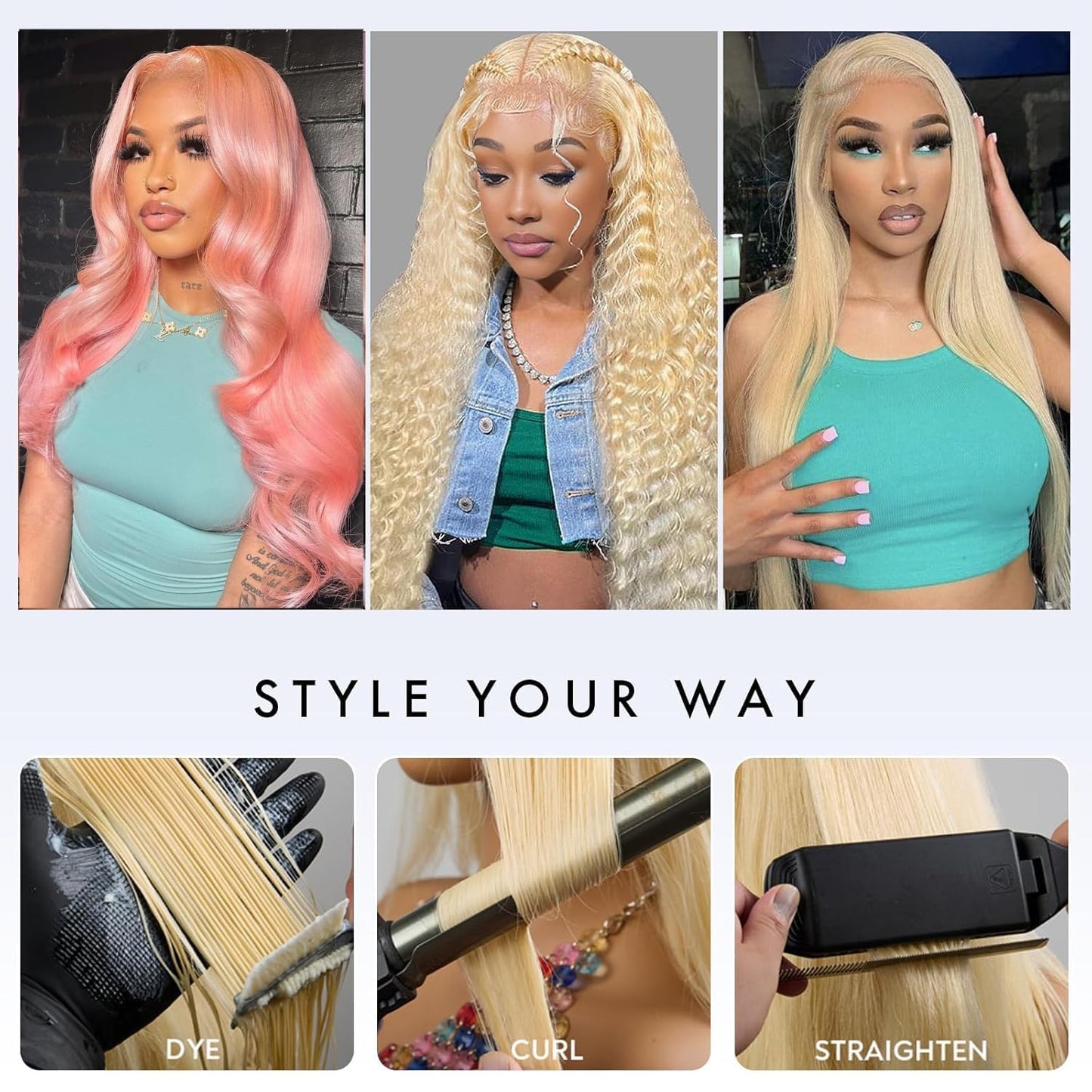 KAFEIER HAIR 613 Lace Frontal Straight Human Hair Ear To Ear Blonde Frontal 13X4 Transparent Hd Lace Free Part With Baby Hair Pre Plucked Brazilian Virgin Remy Human Hair Extension 14 Inch