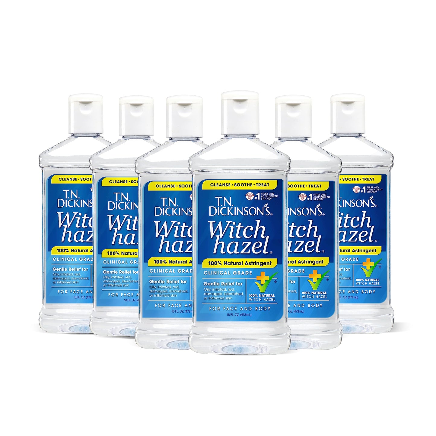T.N. Dickinson's Astringent | 100% Natural Witch Hazel | 16Fl Oz | 6 Count