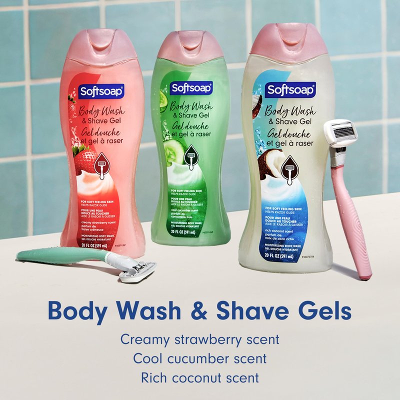 Softsoap Moisturizing Body Wash and Shave Gel, For Softer Feeling Skin, Helps Razor Glide, Rich Coconut Scent, 20 fl oz