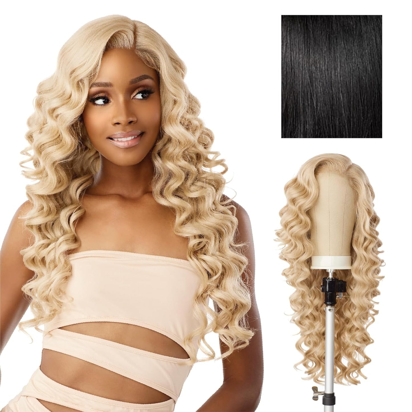 Butta Lace Precut Wigs - Glueless 5 Inch Deep Parting Synthetic Hair | Unit 9 in Jet Black