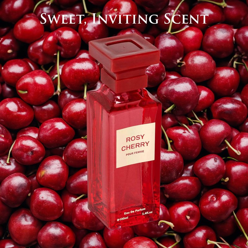 Rosy Cherry for Women - Fruity Floral Fragrance - Top Notes of Cherry & Bitter Almond - Base Scents of Vanilla, Cinnamon, Sandalwood, Cedar, Patchouli & Vetiver - Elegant 100ml Bottle, Women Parfumes