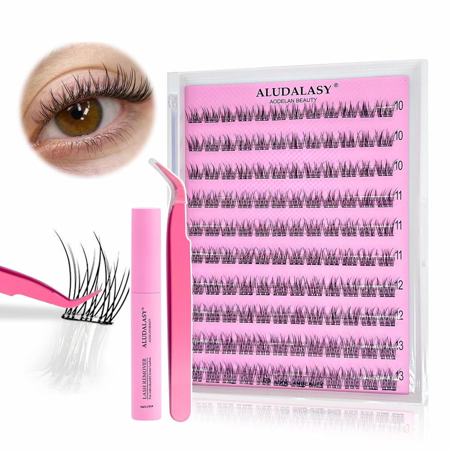 Self-Adhesive Eyelashes Kit - 120PCS Reusable No-Glue Wispy Lashes | 10-13mm C Curl with Tweezers & Remover
