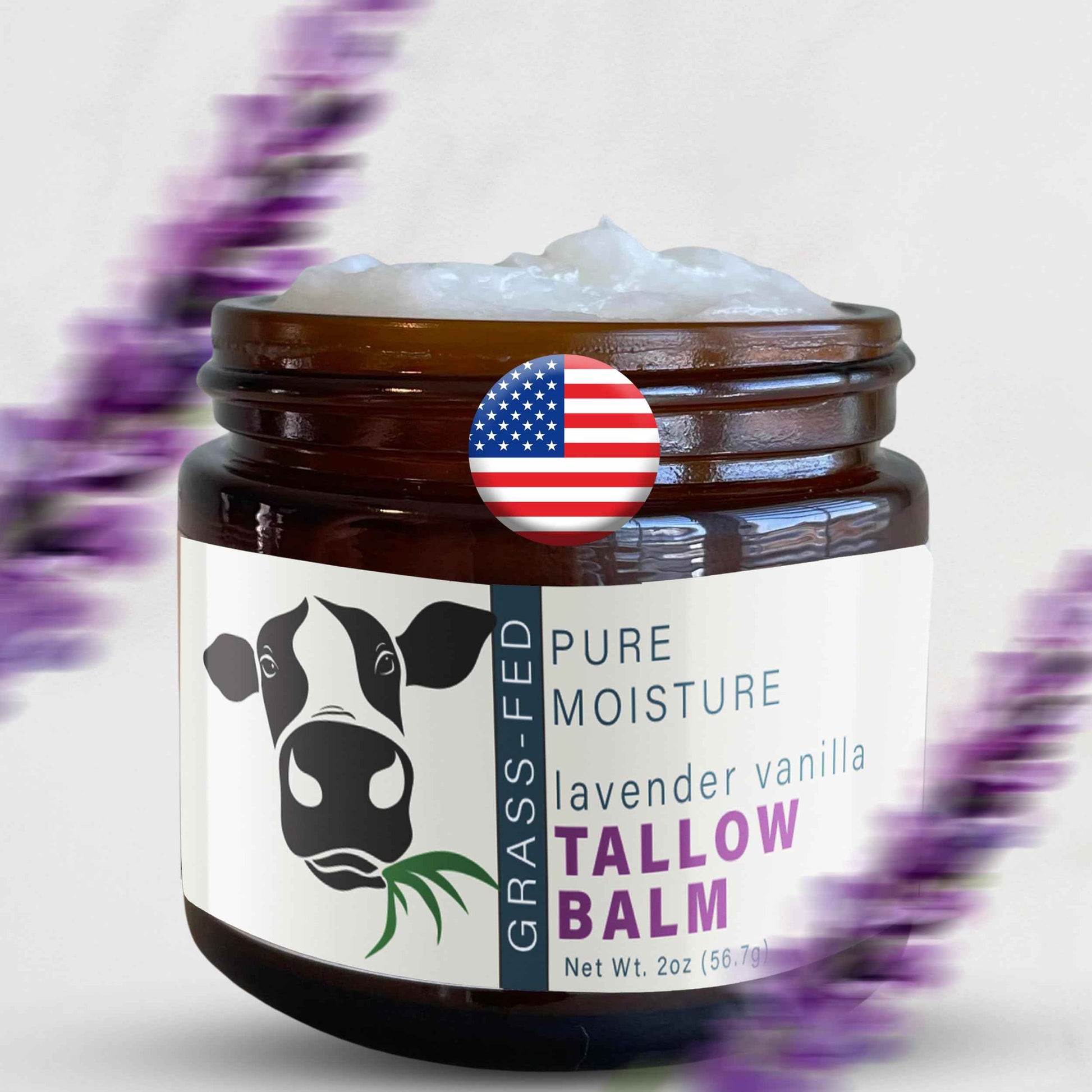 Hygge Beaute Beef Tallow for Skin - Handmade Organic Grass Fed Beef Tallow Face Moisturizer - 2 OZ Lavender Vanilla Scented Beef Tallow Balm with Deep Hydration, Soothing Relief, Skin Repair