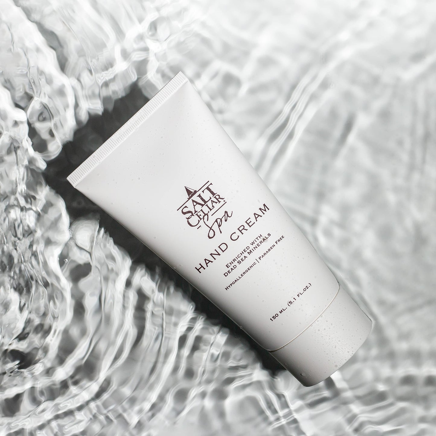 Salt Cellar Spa Dead Sea Mineral Hand Cream, Moisturizer Lotion for Dry, Cracked Skin Enriched with Glycerin, Olive Oil, Paraben Free, Fast Absorbing, 5.1 FL oz (150 ml)