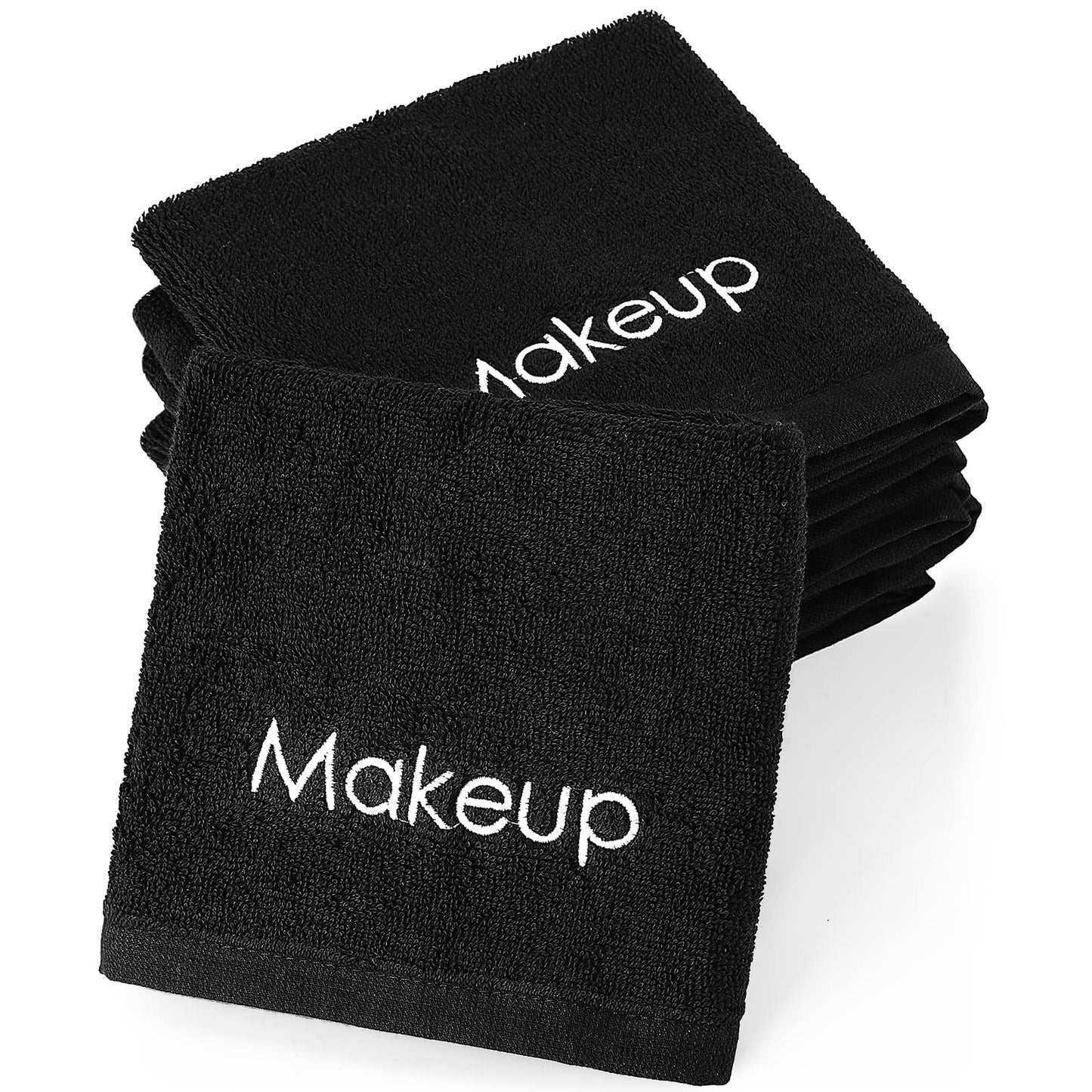Panelee 12 Pcs Makeup Washcloths Bulk 13 Inch Black Makeup Towels Cotton Face Wash Cloths Facial Remover Cleansing Towels Cosmetic Water Absorbent for Women Hand Skin Care(12 Pcs)