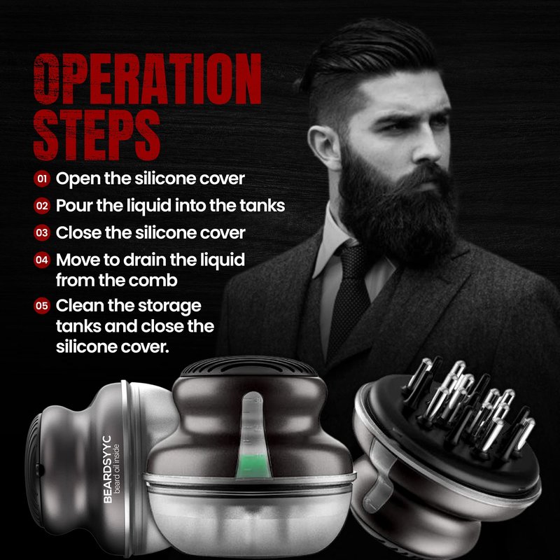 BEARDSYYC Beard Oil Applicator and Brush, Black, Beard Oil Dispenser/Releaser for all Beard Type