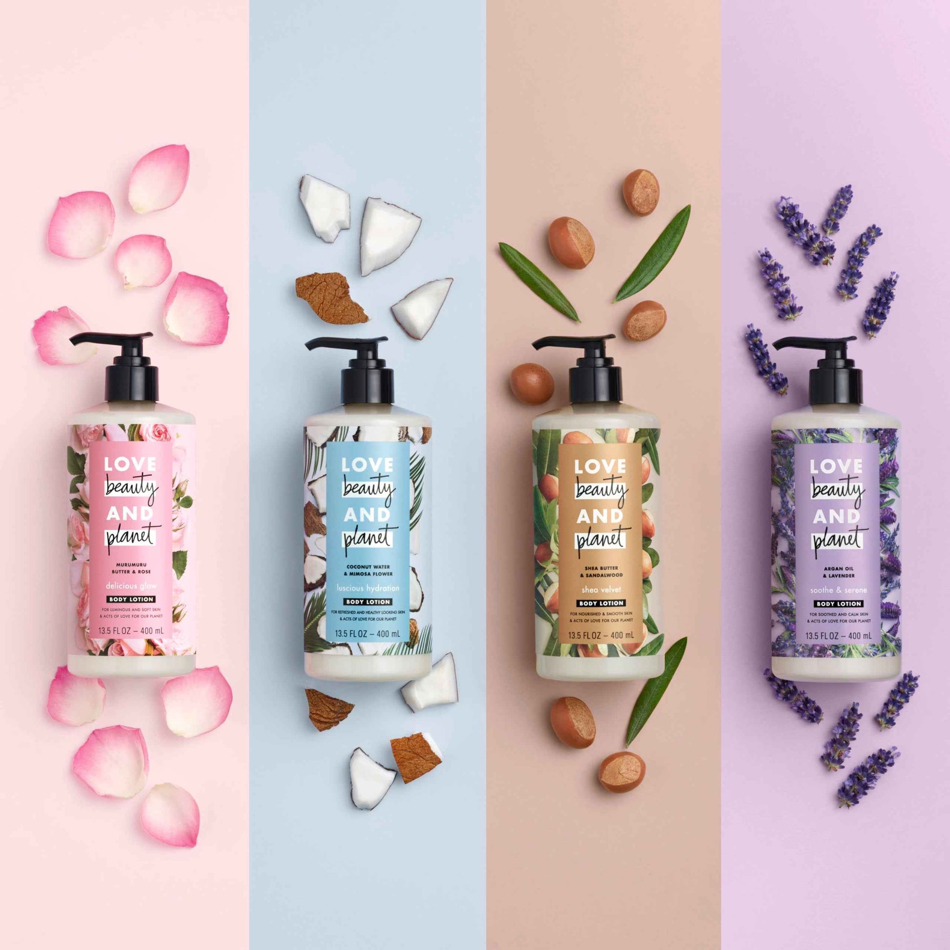 Love Beauty and Planet Soothe & Serene Body Lotion for Soothed Skin Argan Oil & Lavender Natural Ingredients, Plant-Based Moisturizers, Vegan, Cruelty-Free 13.5 oz