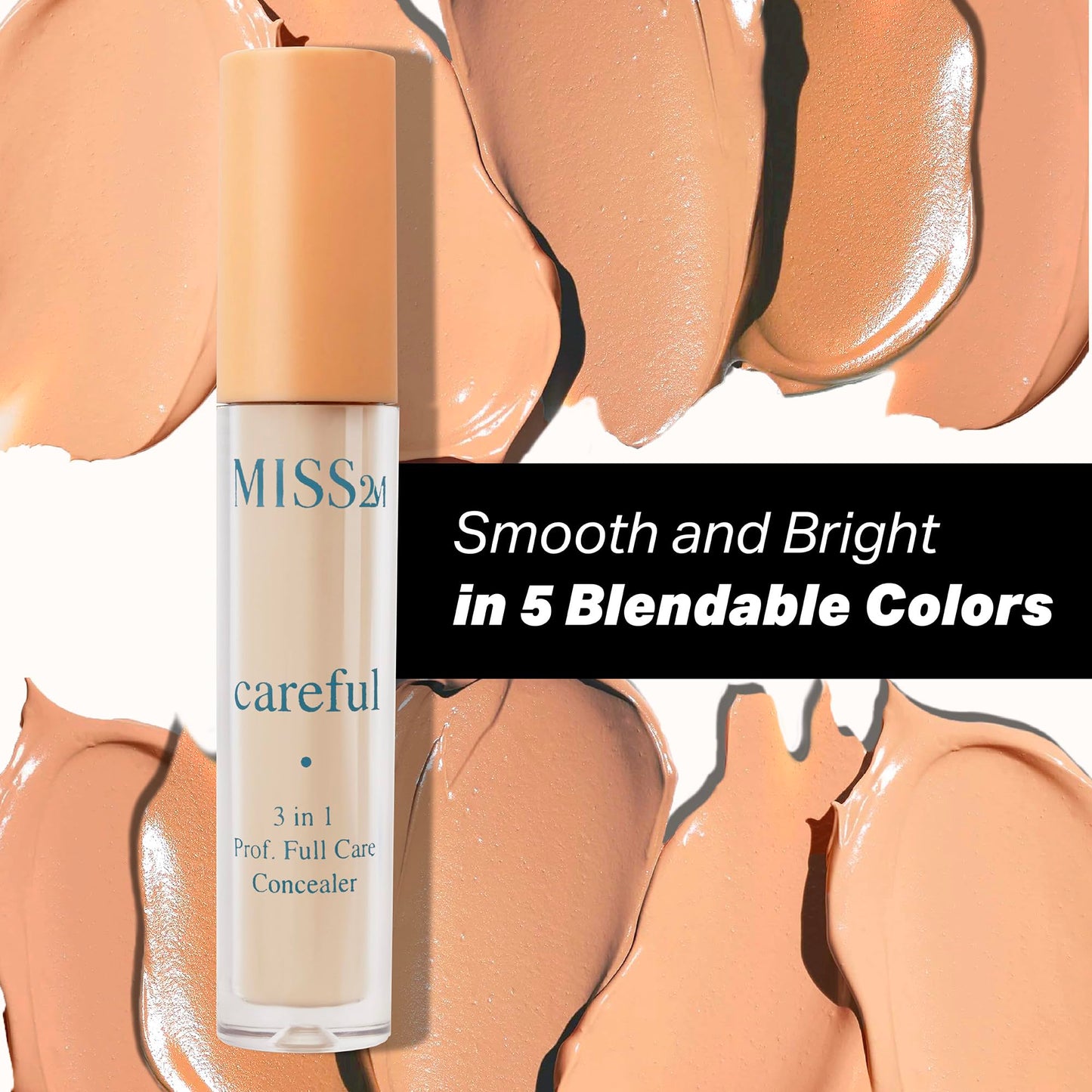 MISS2M Careful 3-in-1 Matte Concealer, Primer & Plumper with Full-Coverage Pigment for Face & Under Eye Concealer: 102 Neutral Fair, 0.2 Fl Oz