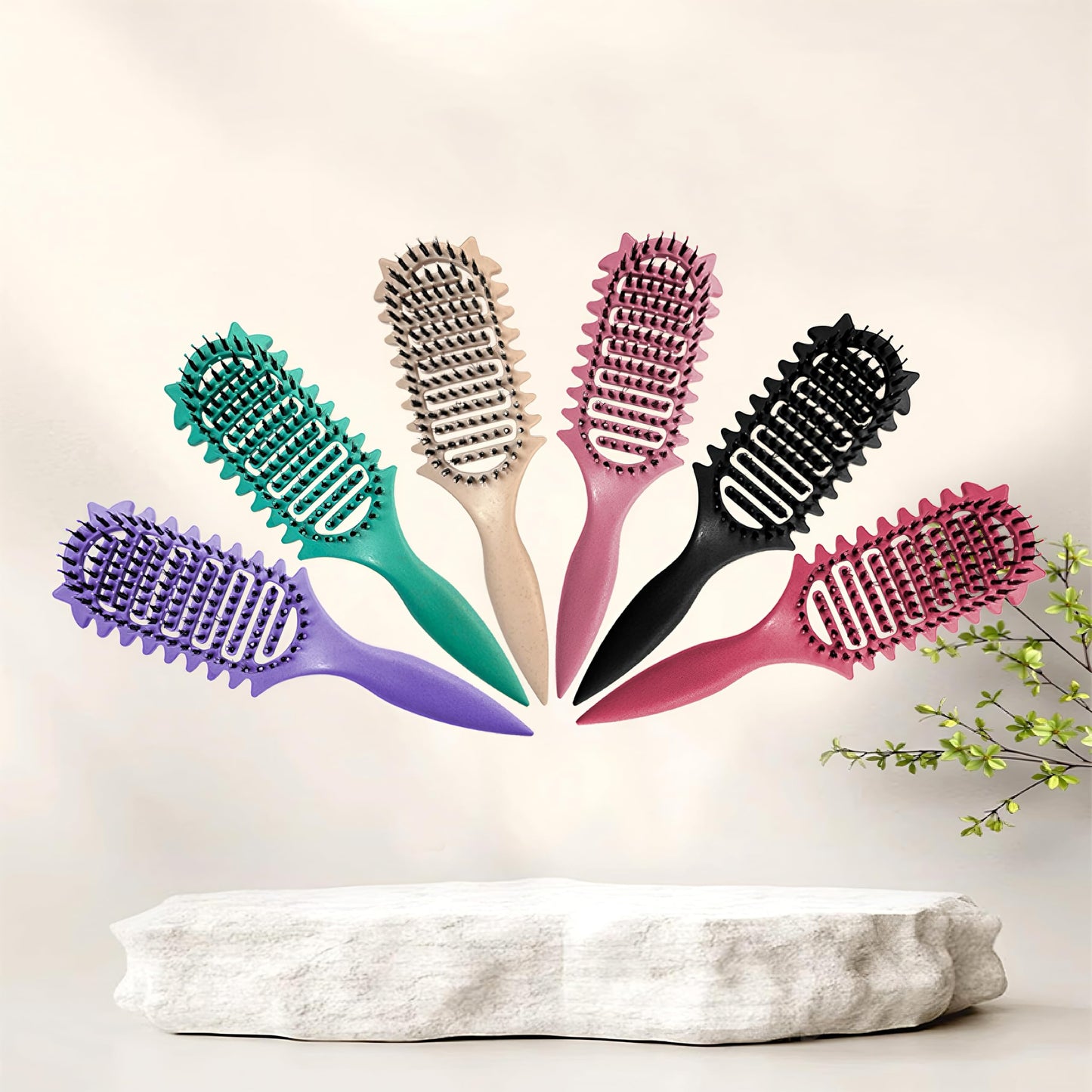New Curly Hair Brush Ventilated Boar Bristle Hair Brush,Curl Defining Brush,For Curly Hair Wet,Curl Defining Brush For Women And Men(Rose Red)