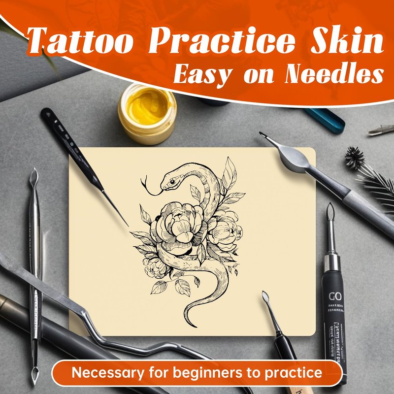 15pcs 3mm Tattoo Practice Skin - (6x9"/A5) Double Sided Soft Silicone Fake Skin Tattoo - Ink-Ready Easy-Wipe for Beginners & Professionals
