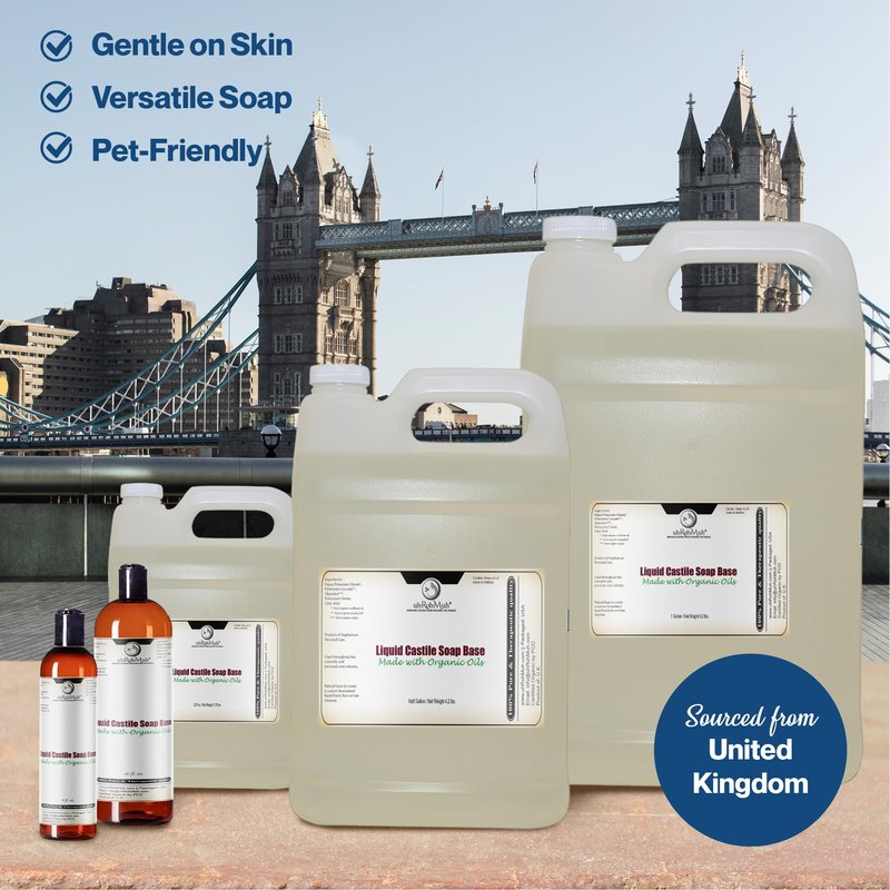 uh*Roh*Muh Castile Liquid Soap - Soap Base for Soap Making Gentle Skin Cleanser, Plant-Friendly Insect Spray, Pet Wash-Natural Ingredients UK/USA(Net wt:1kg/2.2lb)