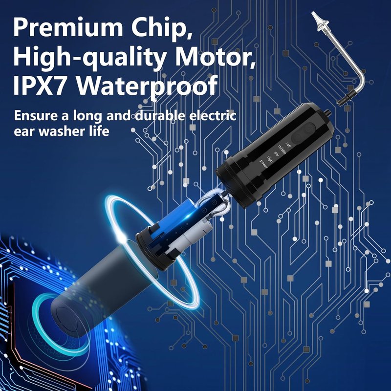 Electric Ear Wax Removal Kit - 2 in 1 Portable Ear Cleaner with 4 Pressure Modes | Includes Basin & Nasal Nozzles for Adults & Kids