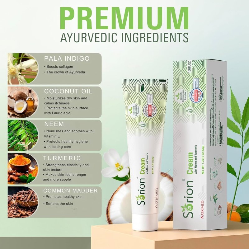 Sorion Cream - Herbal Moisturizer for Dry, Itchy Skin | Coconut Oil, Neem & Turmeric Formula