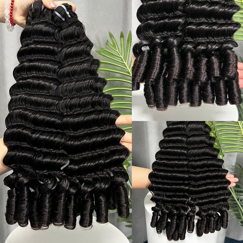 Lemoda Burmese Deep Wave Bundles Human Hair 16 Inch 100% Unprocessed Raw Human Hair Loose Deep Wave Bundles Extensions 15A Raw Burmese Curly Bundles Natural Color