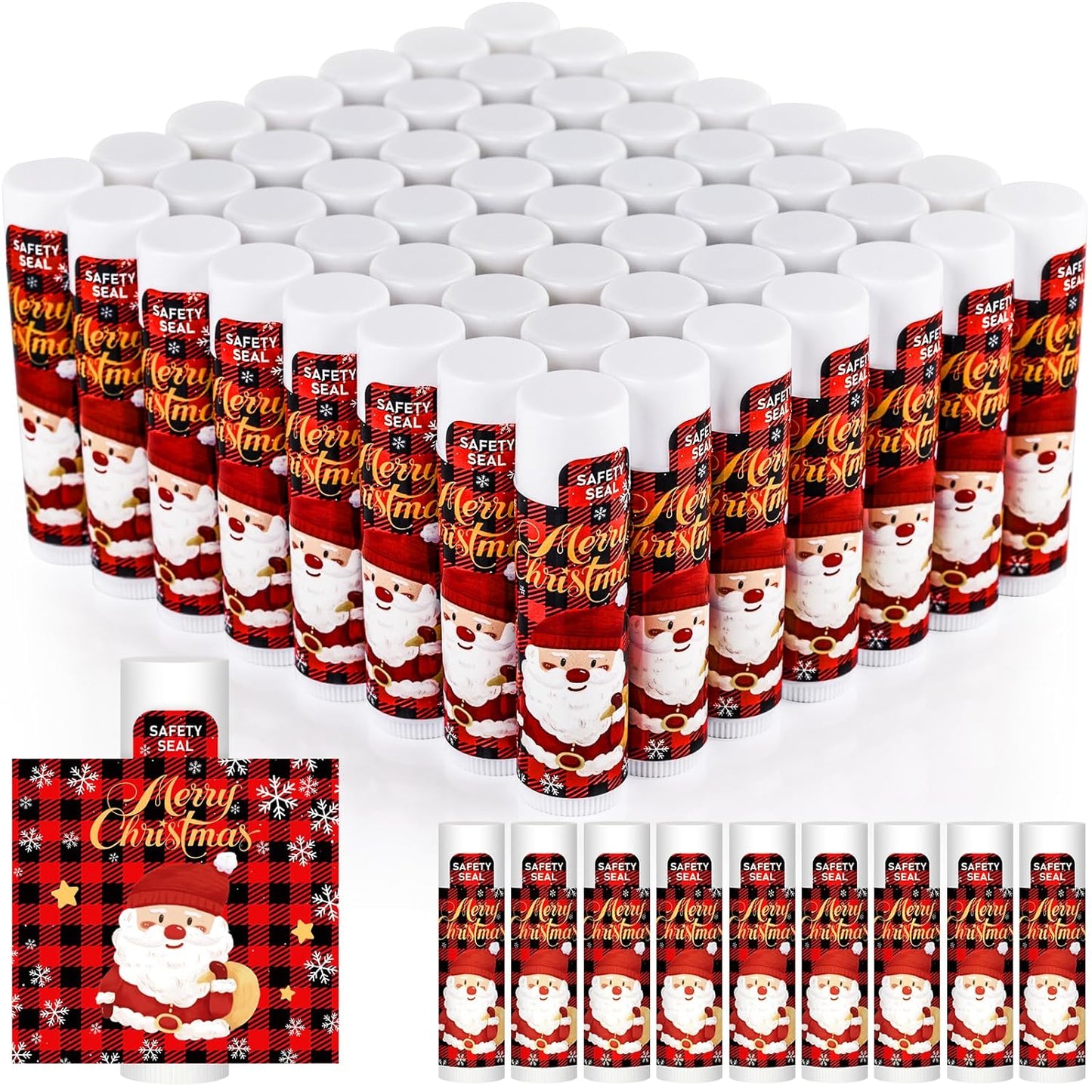 Christmas Lip Balm Bulk - 60 Pcs Festive Stocking Stuffers | Ideal Gifts for Women & Men, Party Favors