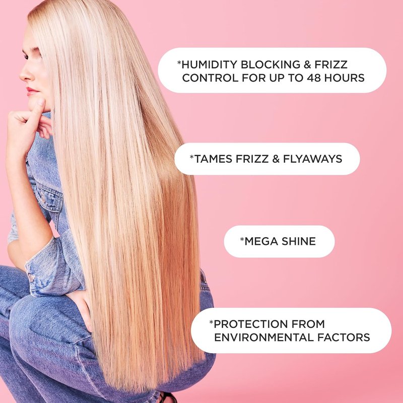 Anti Frizz Shine Spray - Blocks Humidity for Smooth, Shiny Hair - Safflower, Almond, Moringa & Argan Oil - 4.2 Oz