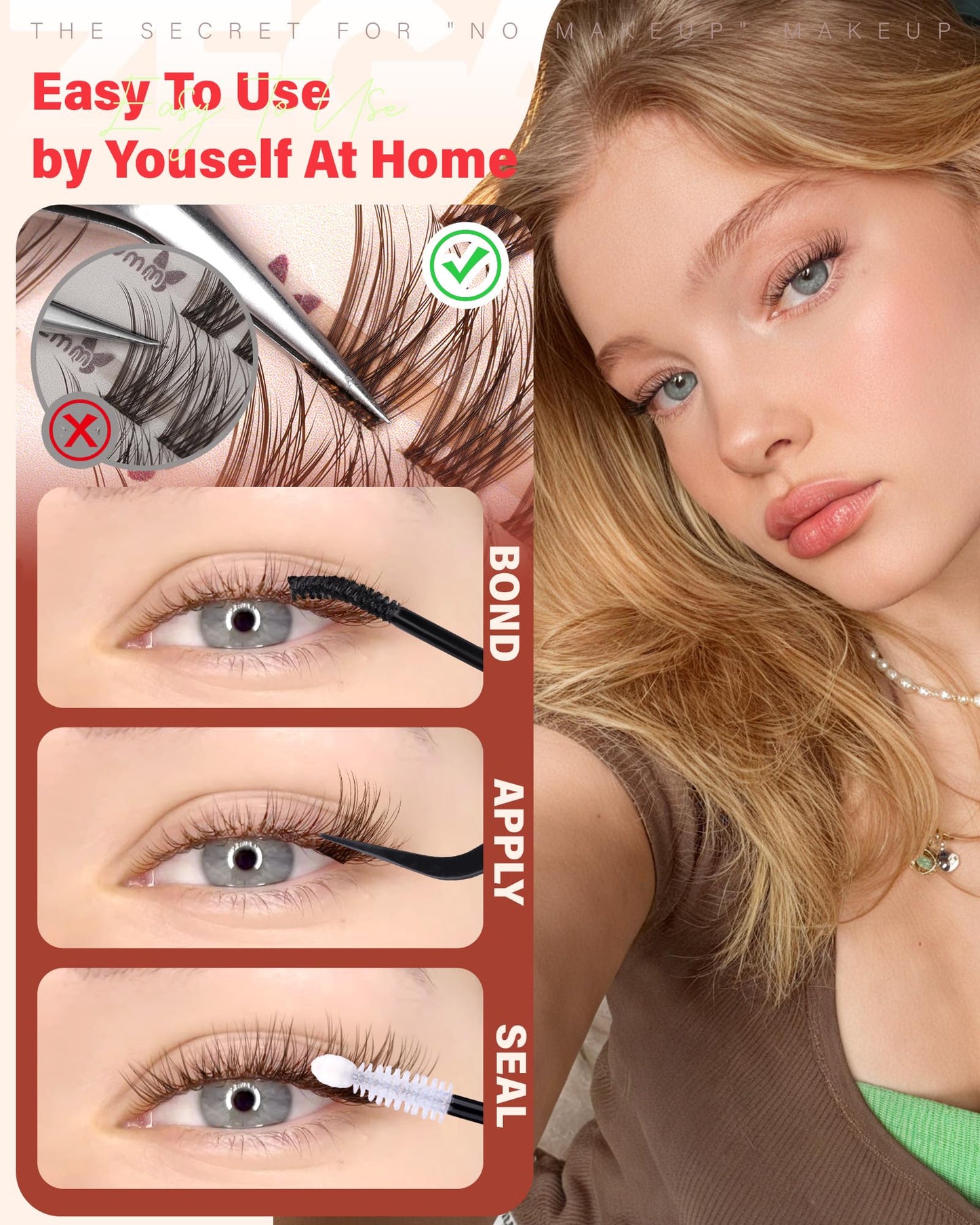 Short Brown Lash Clusters 10-12-14MM Clear Band Wispy Eyelash Clusters Natural Cluster Eyelash Extensions D-Curly Short Lashes Clusters Brown Wispy Cluster Lashes Natural Look 144Pcs by Zegaine