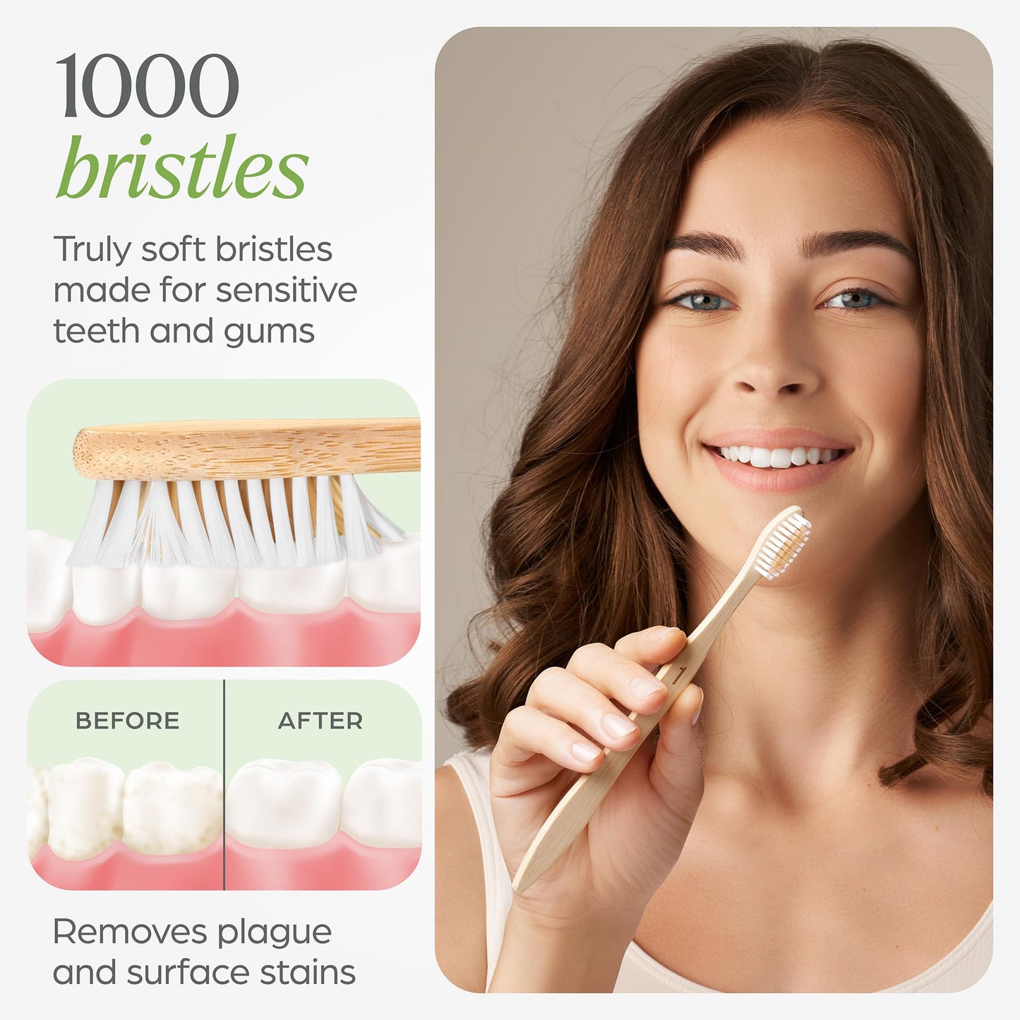 VIVAGO Bamboo Toothbrushes Bulk Soft Bristles (50 Pack) - Eco-Friendly, Natural Wooden Toothbrush
