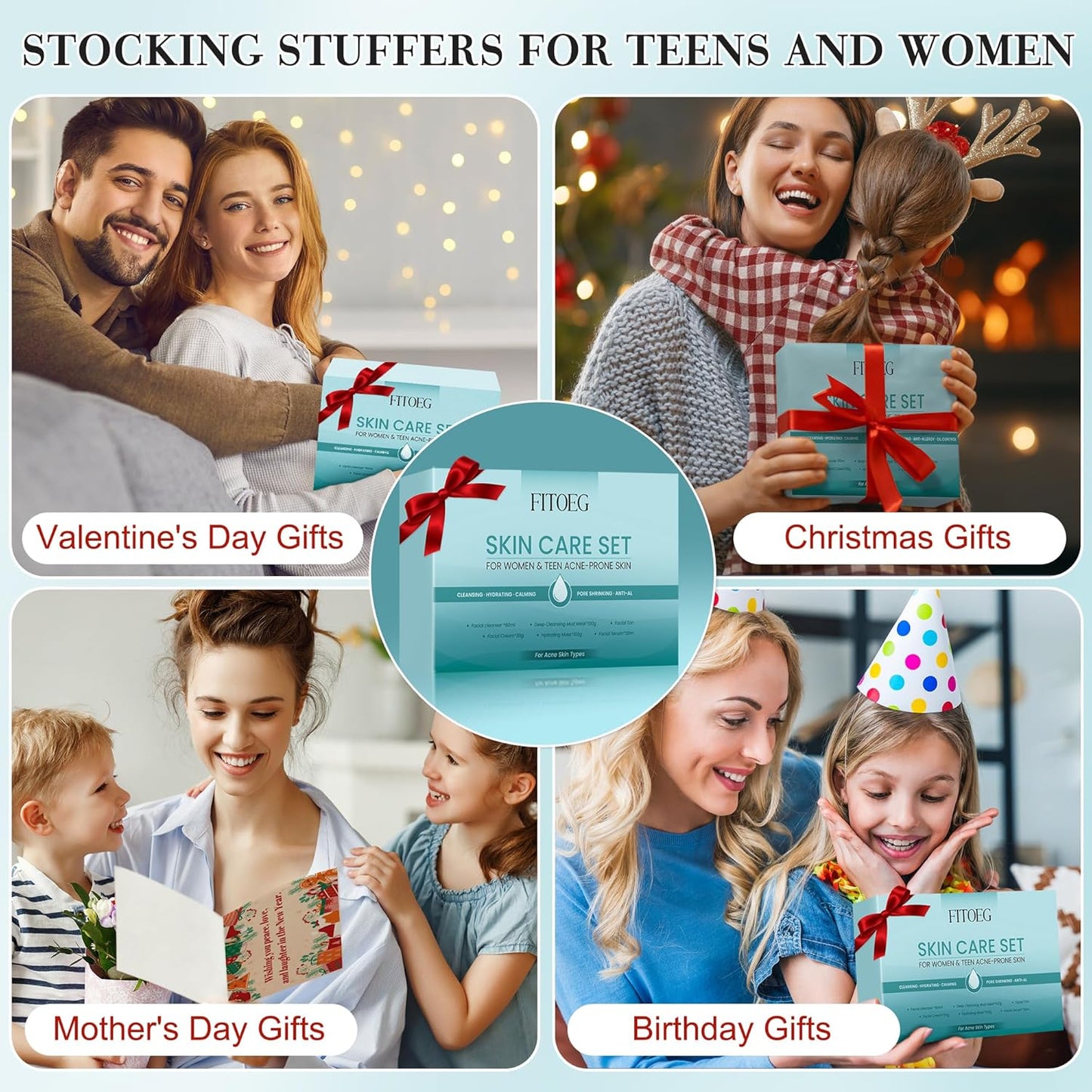 Hydrating Skincare Routine Kit for Teen Girls | Oil Control & Pore Shrinking Travel Size Gift Set