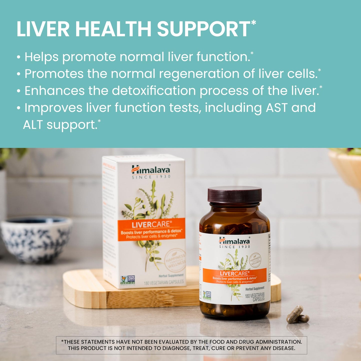 Himalaya LiverCare, 90 Day Supply - Herbal Liver Support Promoting Waste Elimination, Liver Cleanse, Detox, and Bile Production - Vegan, Non-GMO, Gluten Free, 375 mg, 180 Capsules