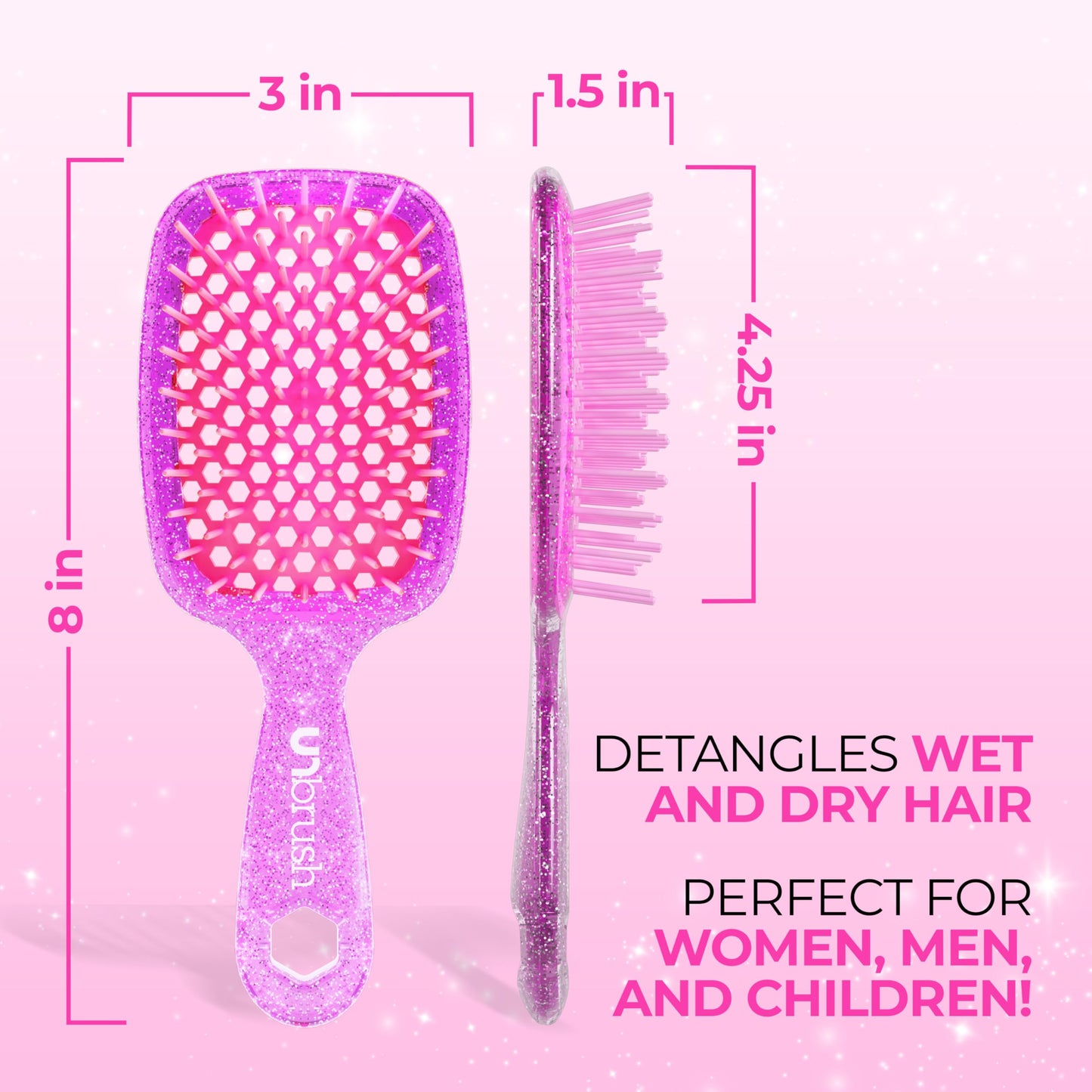 FHI Heat UNbrush Detangling Brush and UNwinder Detangling Spray Combo Pack - Tangle-Free Hair, Pain-Free Brushing, Anti-Static Bristles, Lightweight Hair Brush, Rose Quartz Pink
