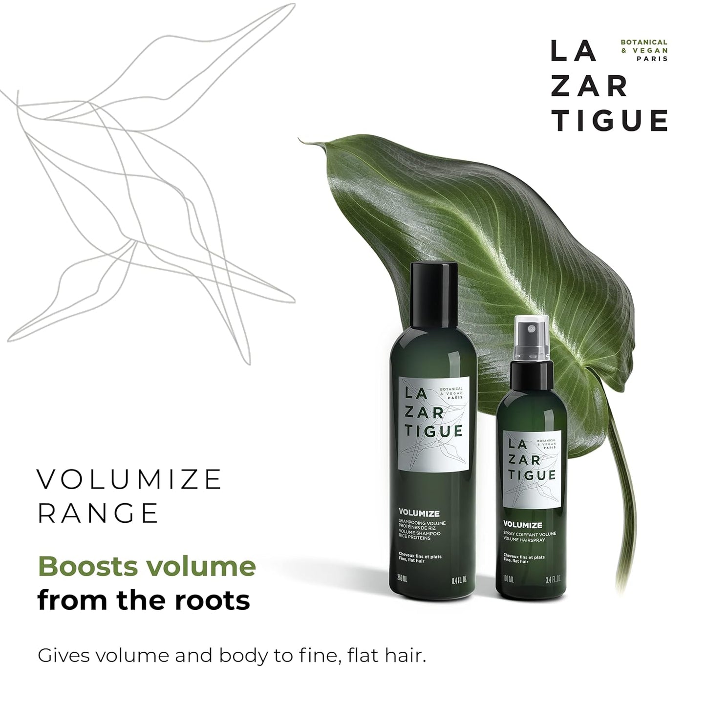 Lazartigue Volumize Shampoo - Rice Protein Formula for Body & Shine | Vegan, Sulfate & Silicone Free, 8.4 Fl Oz