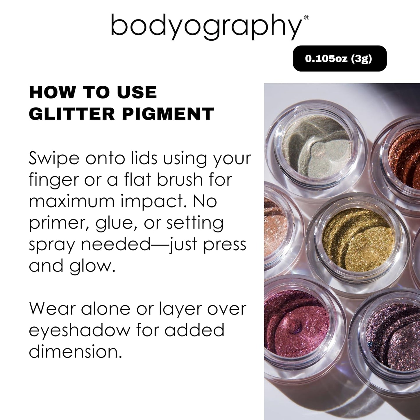 Glitter Pigment Eye Shadow - Long-Wear Shimmer Formula | Vegan & Talc-Free | Halo Silver Diamond 1.5g