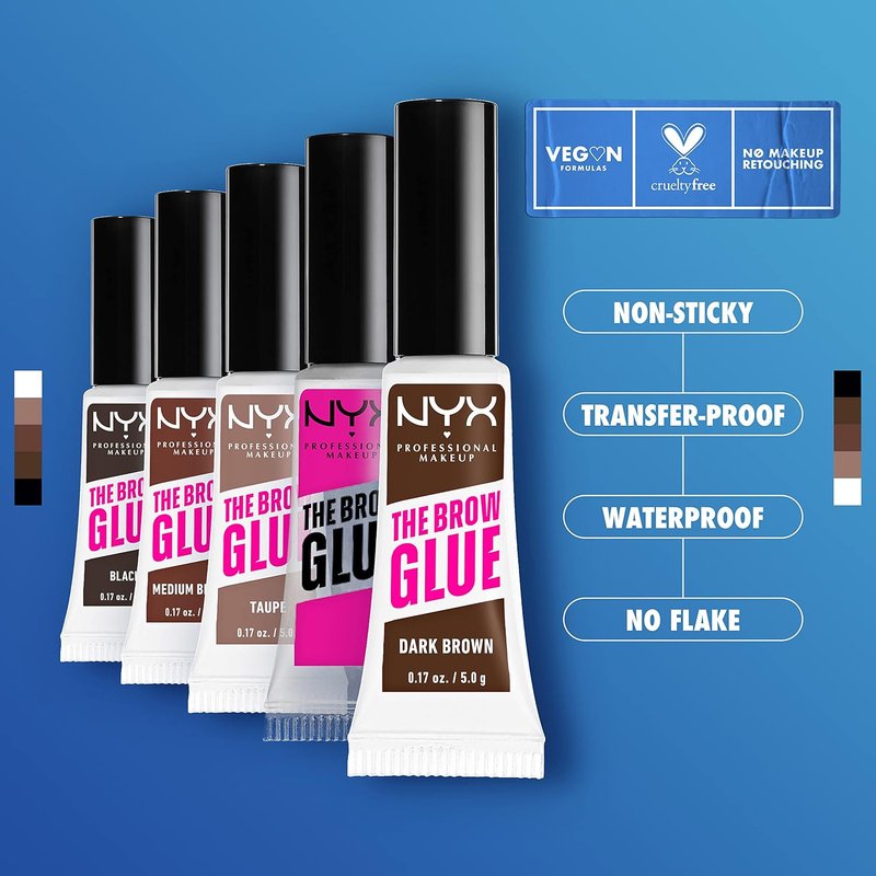 NYX The Brow Glue | Extreme Hold Tinted Eyebrow Gel for Perfectly Shaped Brows - Dark Brown