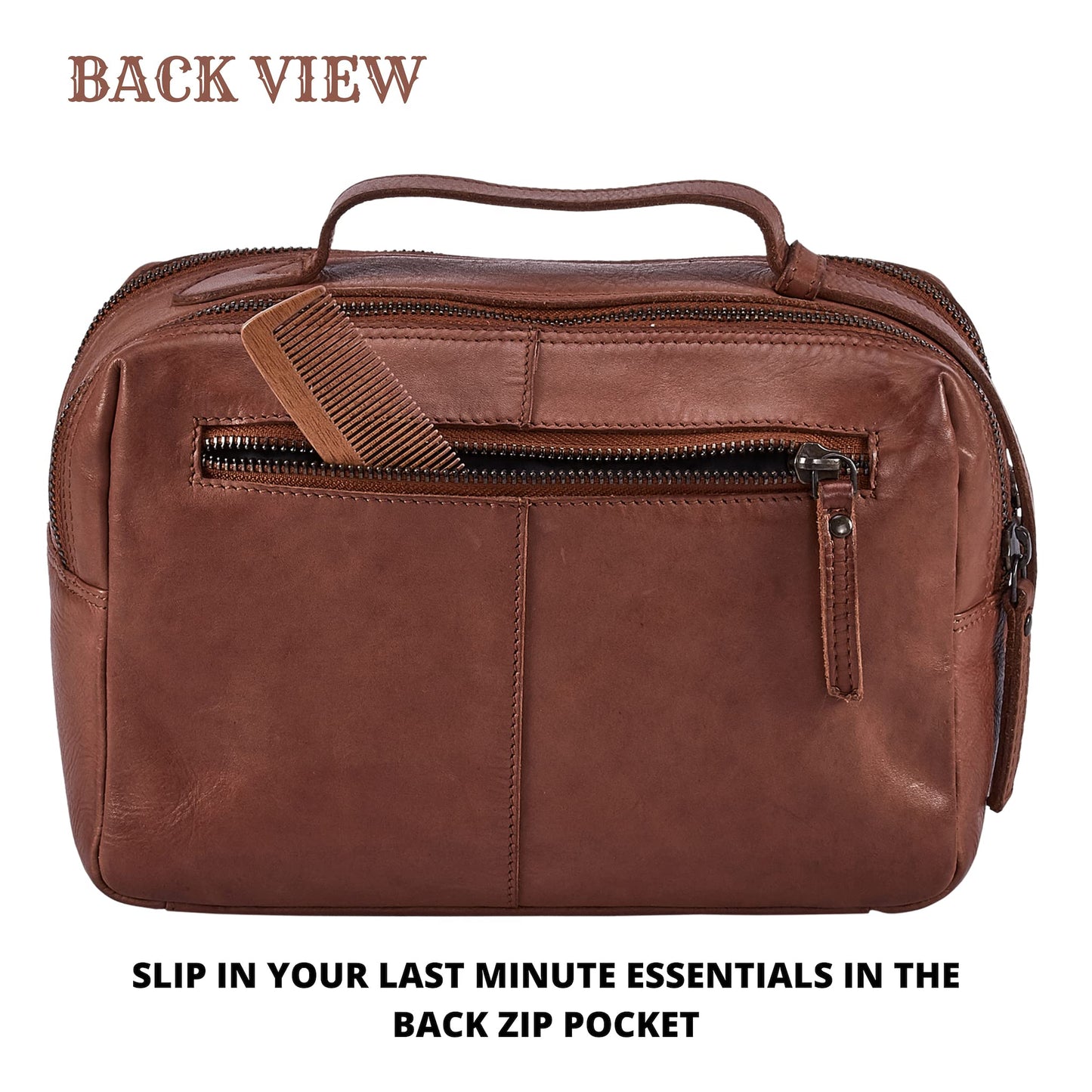 Wise Owl Accessories Real Leather Toiletry Bag Dopp Kit for Men Women Travel Shaving Pouch Organiser With Waterproof Lining Double Compartment Cosmetic Case Gift (Cognac)