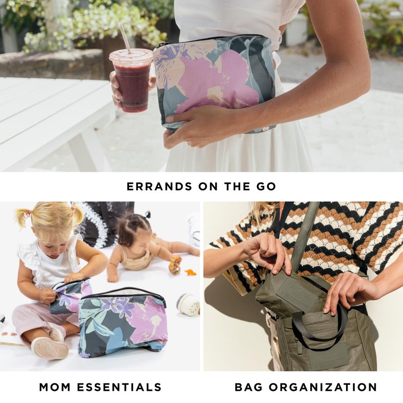 ALOHA Collection Small Pouch | Lightweight, Packable, and Splash-Proof Makeup Pouch | Easy to Clean (Pinstripe)