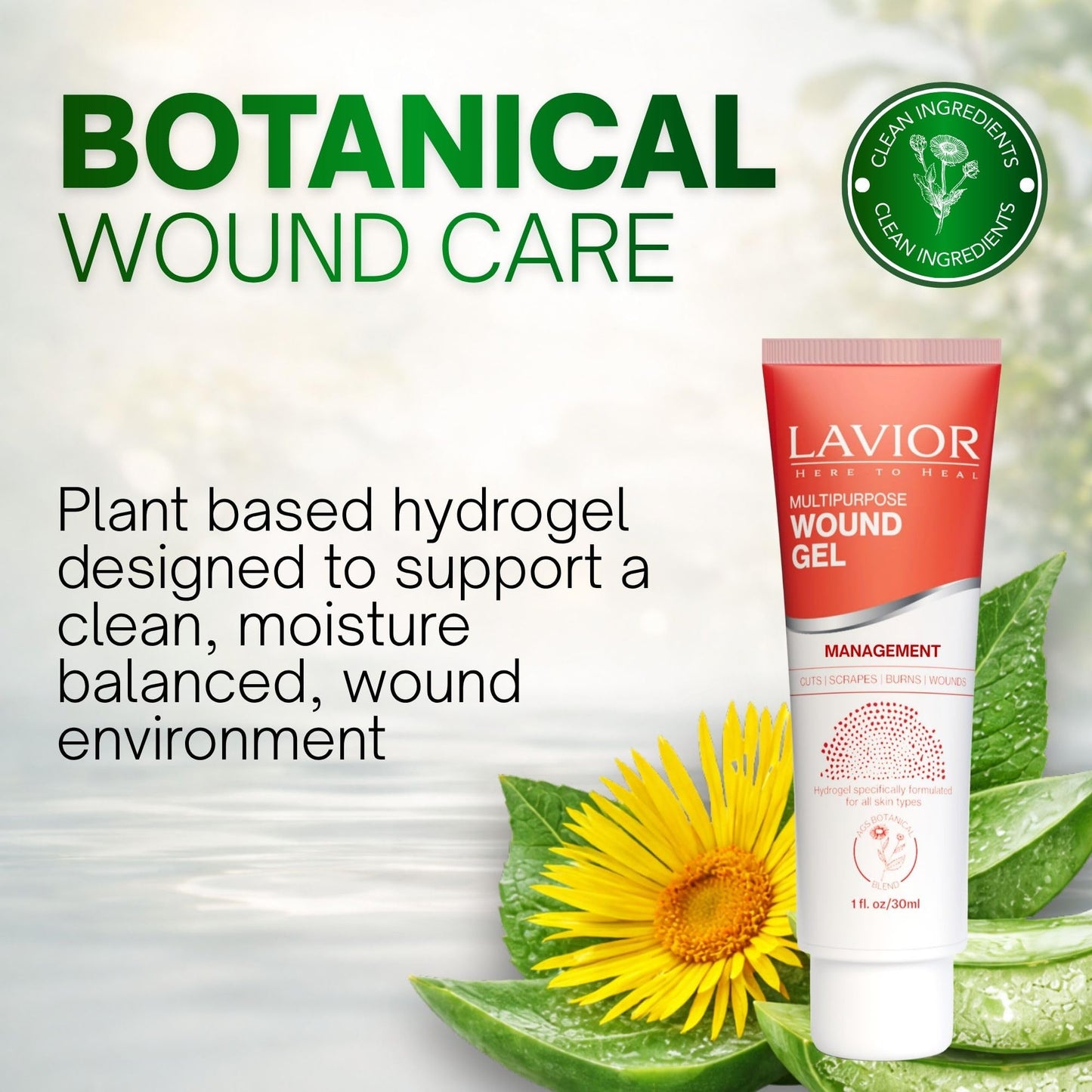 LAVIOR Advanced Botanical Wound Gel – Fast Healing Ointment for Cuts, Scrapes, Wounds, Burns & Skin Irritations – Natural Clinically Proven Recovery Care – Steroid & Antibiotic Free, 1oz
