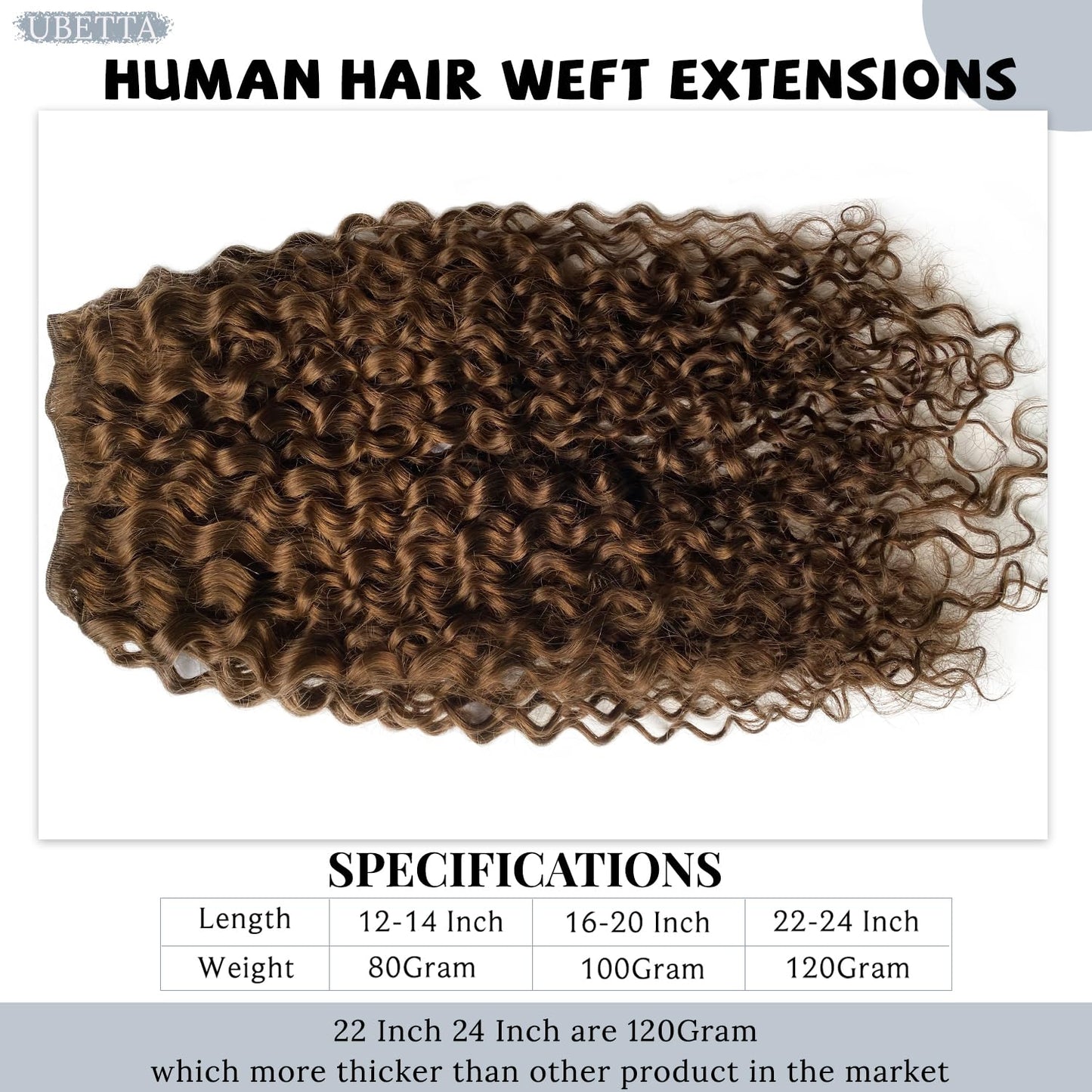 Sew in Hair Extensions Real Human Hair, Hand Tied Human Hair Weft Extensions 14 Inch Chocolate Brown Double Weft Full Head Curly Human Hair Weaves Bundles 80G Hair Wefts Weave Hair Extensions
