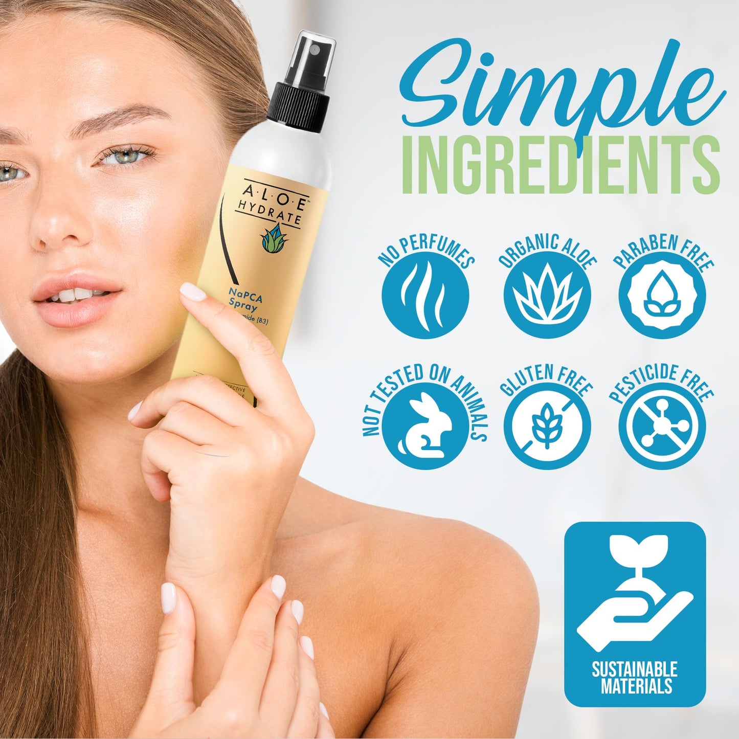 NaPCA Moisturizer Facial Mist & Body Spray. Sodium PCA & Aloe vera Mist Hydrating Face Spray – Lightweight Feel - Refresh, Sooth, Restore Skin Barrier for Dry, Sensitive, Acne Prone Skin(250ml)