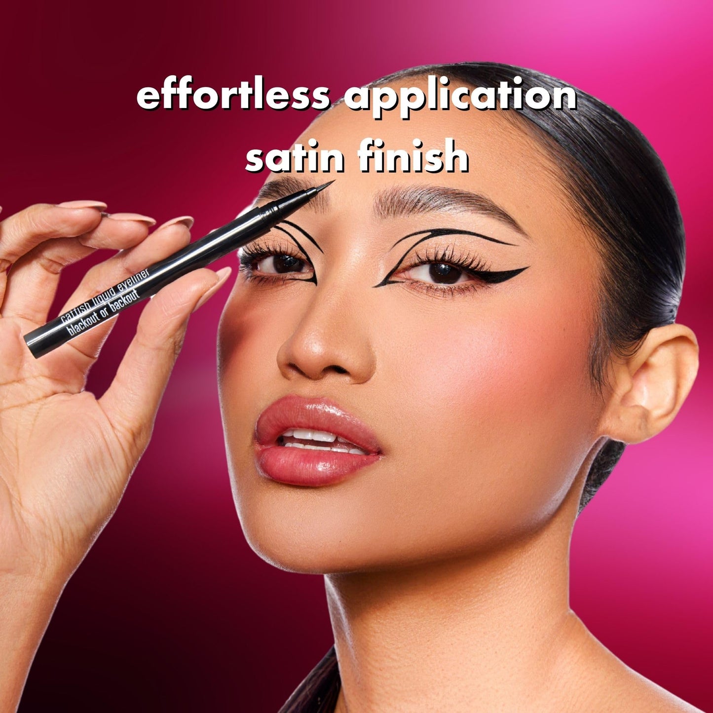 Provanity Cosmetics Catfish Liquid Eyeliner, Waterproof Liquid Eyeliner, Long Lasting Makeup with Fine Brush Tip Easy Apply Satin Finish, Smudge-Proof & Transfer-Proof - Blackout (Black)