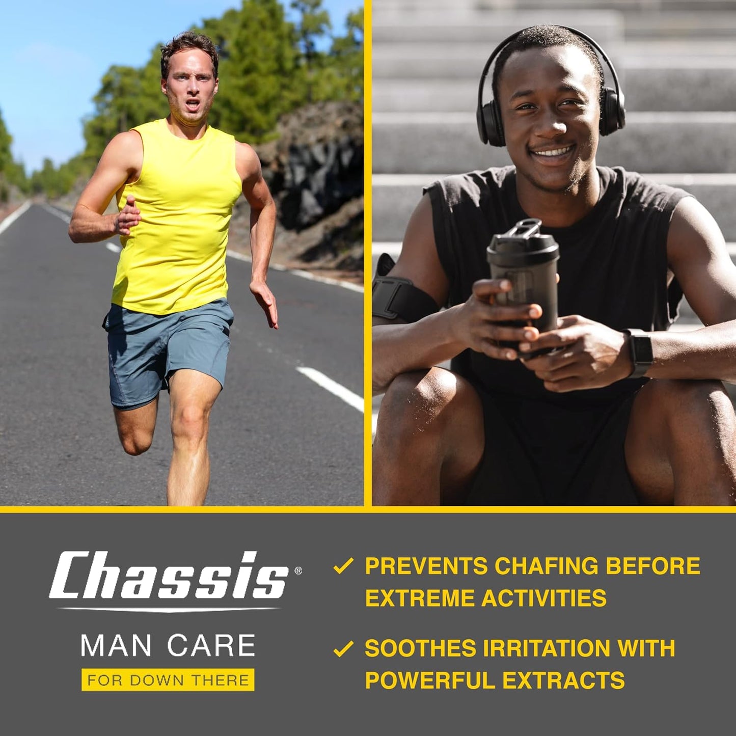 Chassis Talc-Free Body Powder for Men - Unscented Moisturizing Skin Protectant Bundle