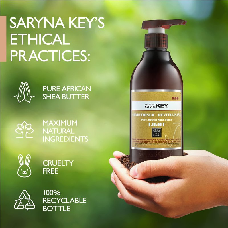 Saryna Key Damage Repair Light Hair Conditioner with Pure African Shea Butter for Dry Frizzy and Weakened Hair (500ml/16.9oz) Treatment for All Hair Types to Smooth and Revitalize Every Strand