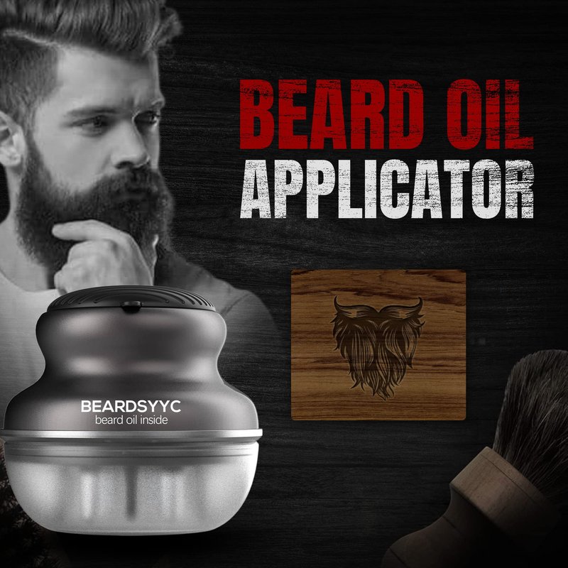 BEARDSYYC Beard Oil Applicator and Brush, Black, Beard Oil Dispenser/Releaser for all Beard Type