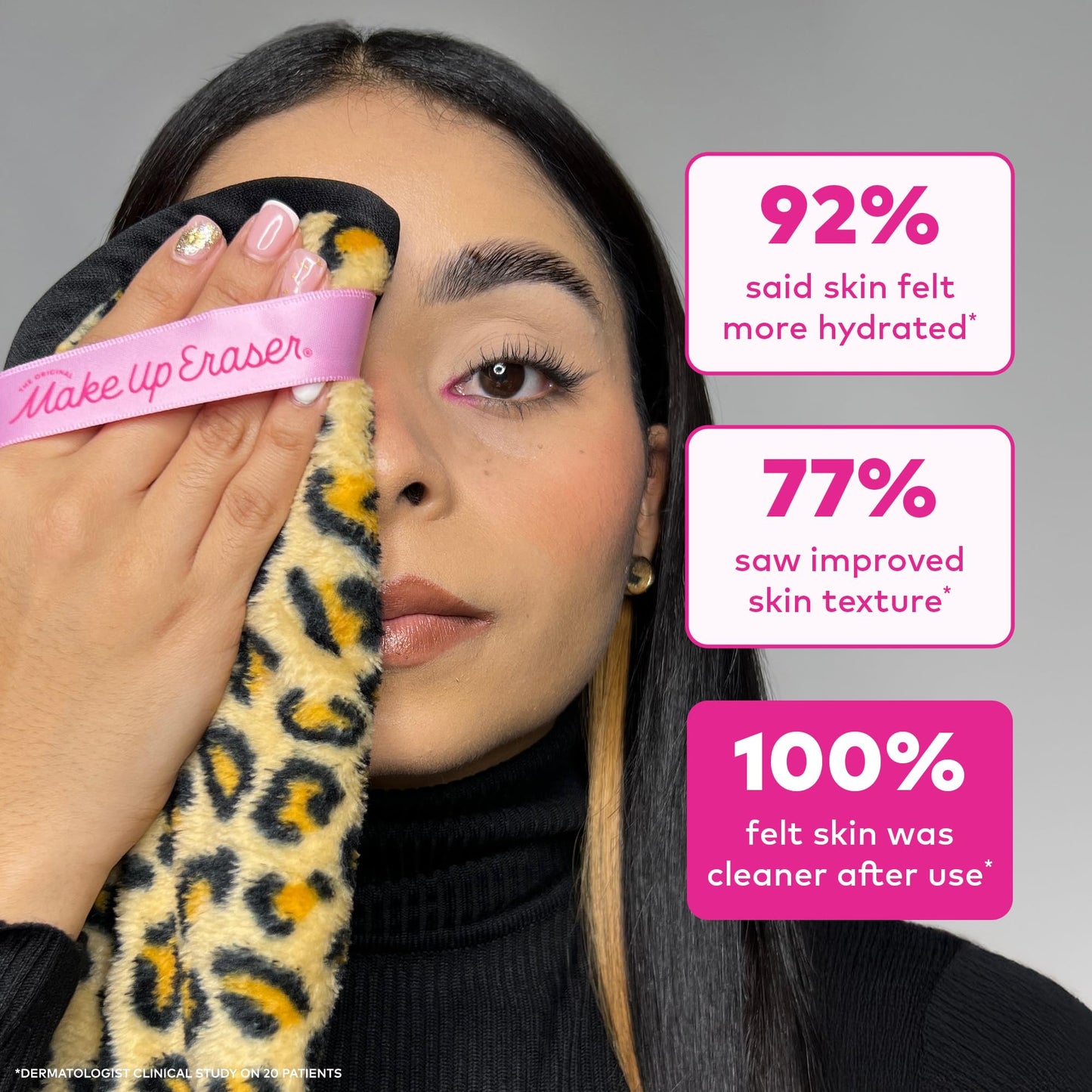 The Original MakeUp Eraser PRO, Effortlessly Remove All Makeup Using Only Water, Including Waterproof Mascara, Eyeliner, Foundation, Lipstick, Sunscreen,and More! Leopard, 1ct.