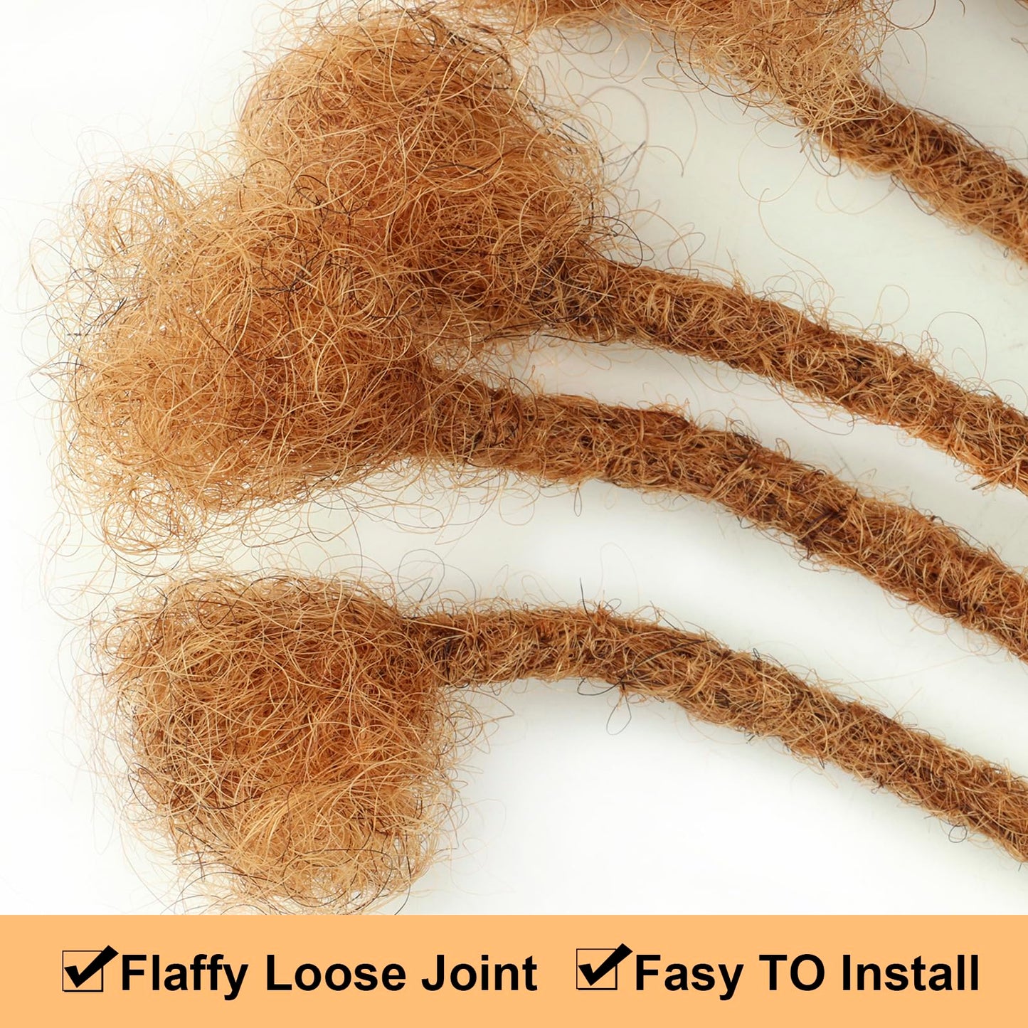 IIFLYDSFA 0.4cm Thickness #30 Light Brown Real Human Hair Dreadlock Extensions for Men/Women 12 Inch 20 Strands Full Handmade Permanent Locs Extensions Human Hair