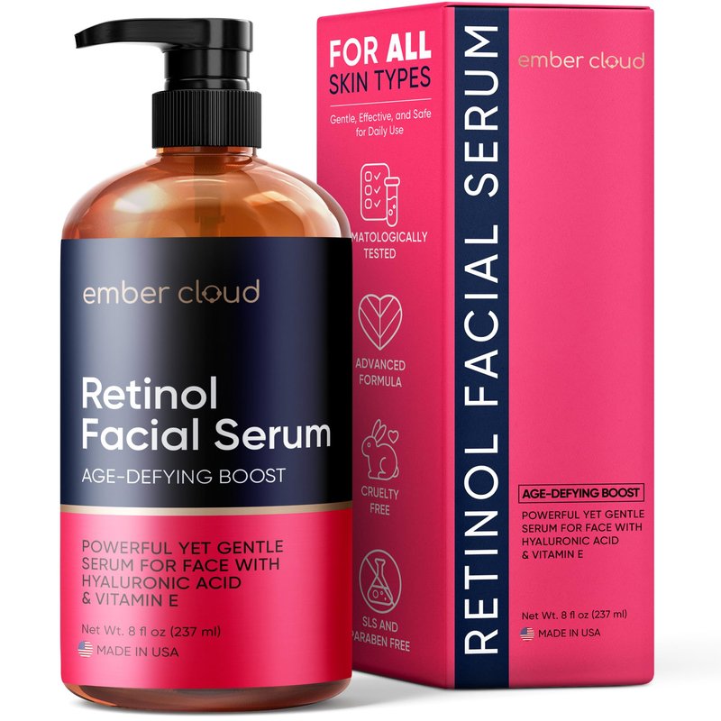 Ember Cloud Retinol Serum for Face (8Oz) with Hyaluronic Acid, Vitamin E & Aloe Vera - Anti-Aging Serum
