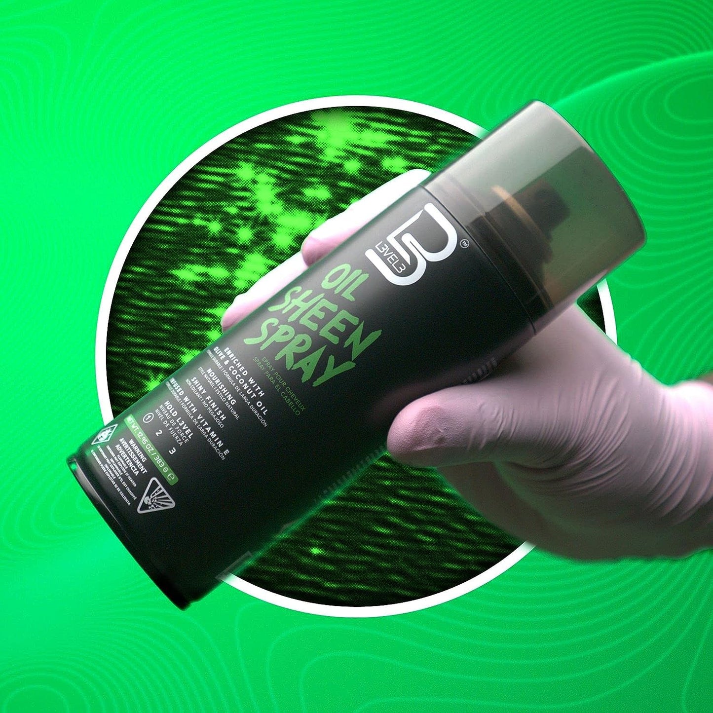 L3 Level 3 Oil Sheen Spray - Adds Shine to Hair After Styling - Infused with Vitamin E, Olive and Coconut Oil and Herbal Extracts