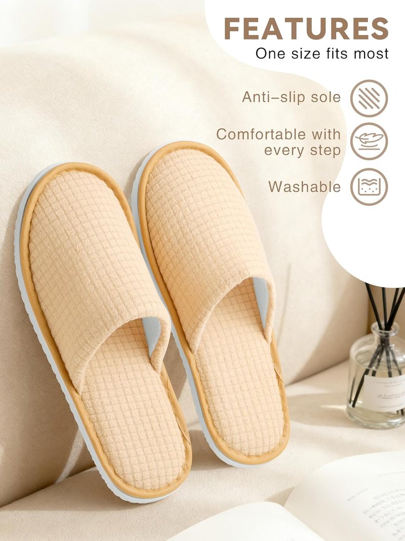 Disposable House Slippers - 12 Pair Washable Non-Slip Closed Toe | Ideal for Guests, Travel & Indoor Use