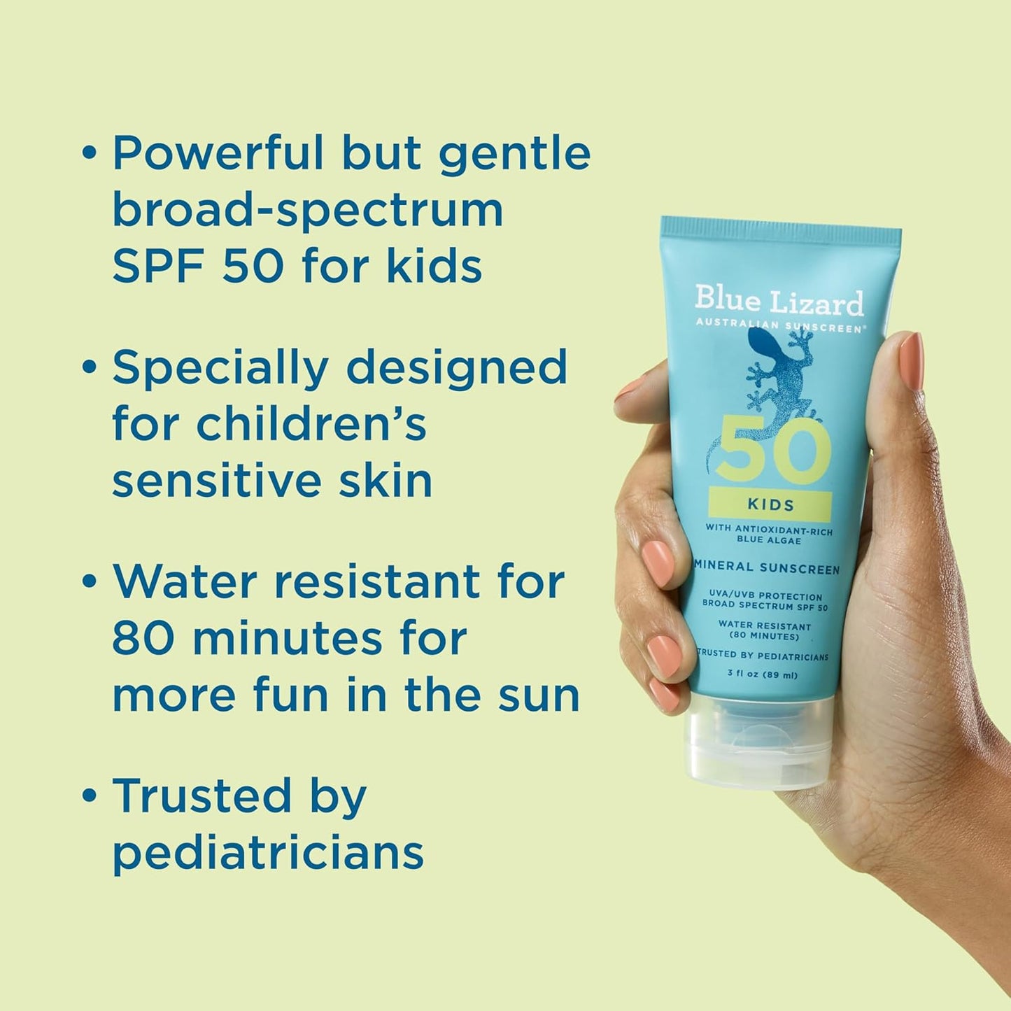 Blue Lizard Kids Sunscreen Lotion - SPF 50 Mineral Formula, Water-Resistant, Paraben-Free | 3 fl oz