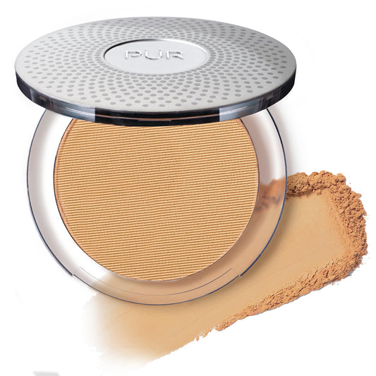 PÜR MINERALS 4-in-1 Pressed Mineral Makeup Powder Foundation with SPF 15 - Concealer & Finishing Compact Pressed Powder for Face - Buildable Medium to Full Coverage Foundation Powder (Beige)