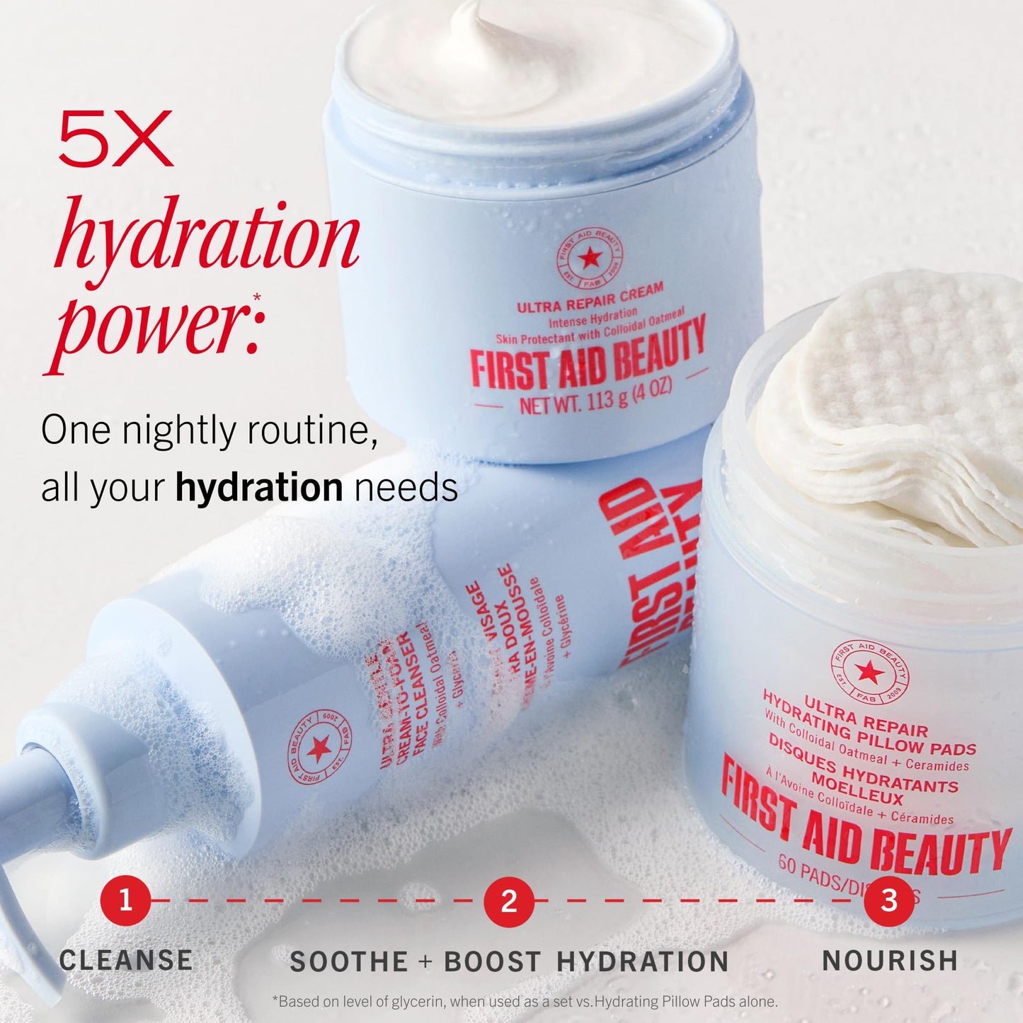 First Aid Beauty Ultra Gentle Cream-to-Foam Facial Cleanser, Fragrance Free Makeup Removing Face Wash with Colloidal Oatmeal & Glycerin, Sensitive & Acne-Prone Skin, 10 oz