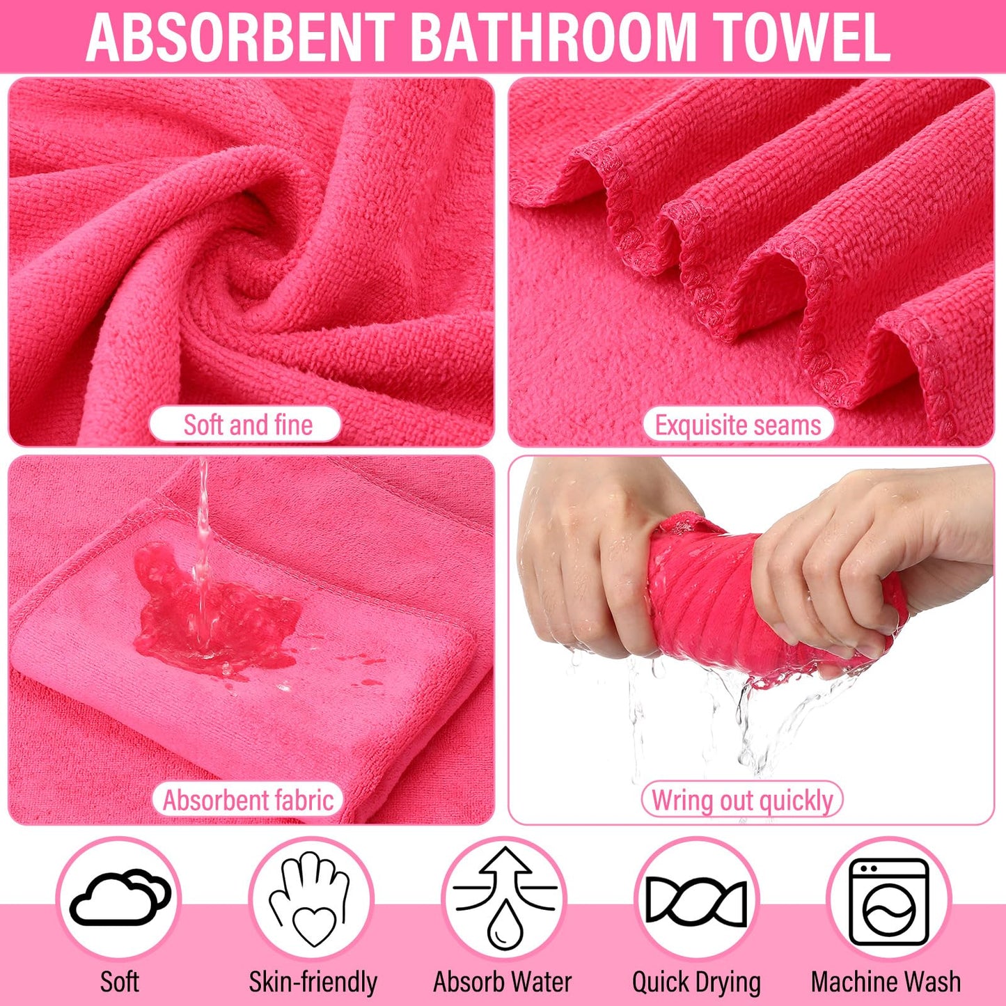 FillTouch 12 Pcs 15L Foldable Foot Soaking Tub Kit Portable Foot Bath Tub Foldable Foot Basin Bath Foot Tub for Soaking Feet with Towel and Storage Bag Soak Spa Bucket for Travel Camping(Rose Red)