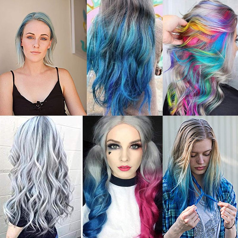 Temporary Hair Color Wax - 6 Vibrant Shades for Parties & Cosplay | Silver, Blue, Purple, Gold, Green, Pink, Red